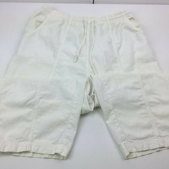 Erica Women's White Elastic Waist Shorts Stretch 100% Cotton Large - Picture 3 of 9